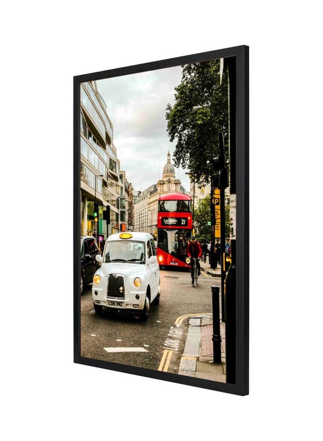 LOWHA Vehicle Travelling On Road Framed Wall Painting White/Red/Green 53x73cm  - Image 1