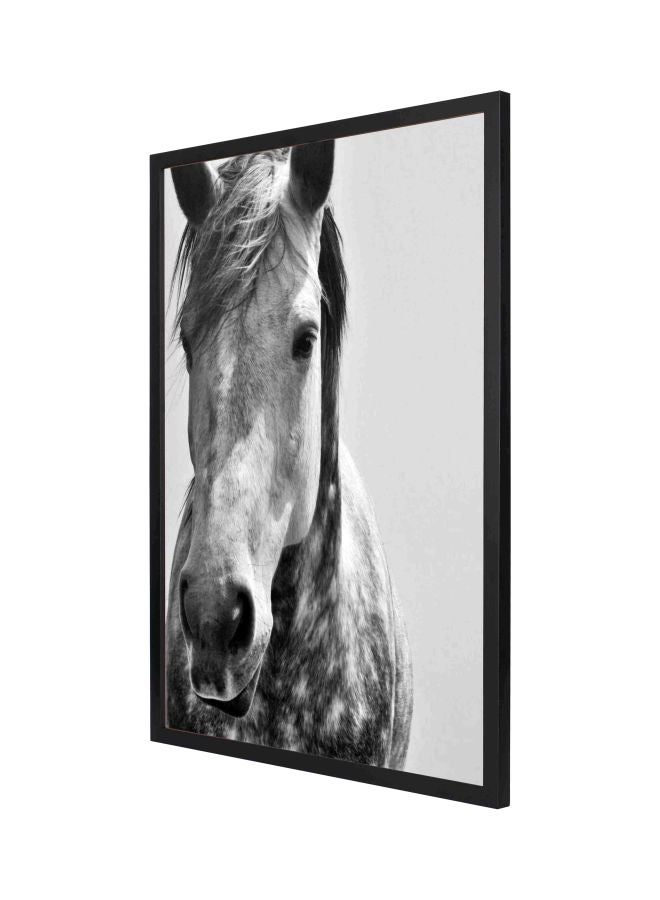 لوحة فنية جدارية بإطار تمثل صورة مقربة لحصان أبيض/رمادي 53x73Ø³Ù†ØªÙŠÙ…ØªØ± - Image 1