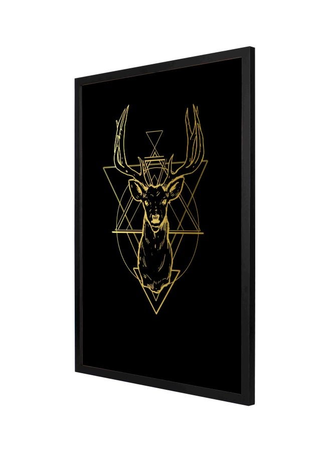 لوحة جدارية تمثل غزالاً ومزودة بإطار أسود/ذهبي 53x73سم - Image 1