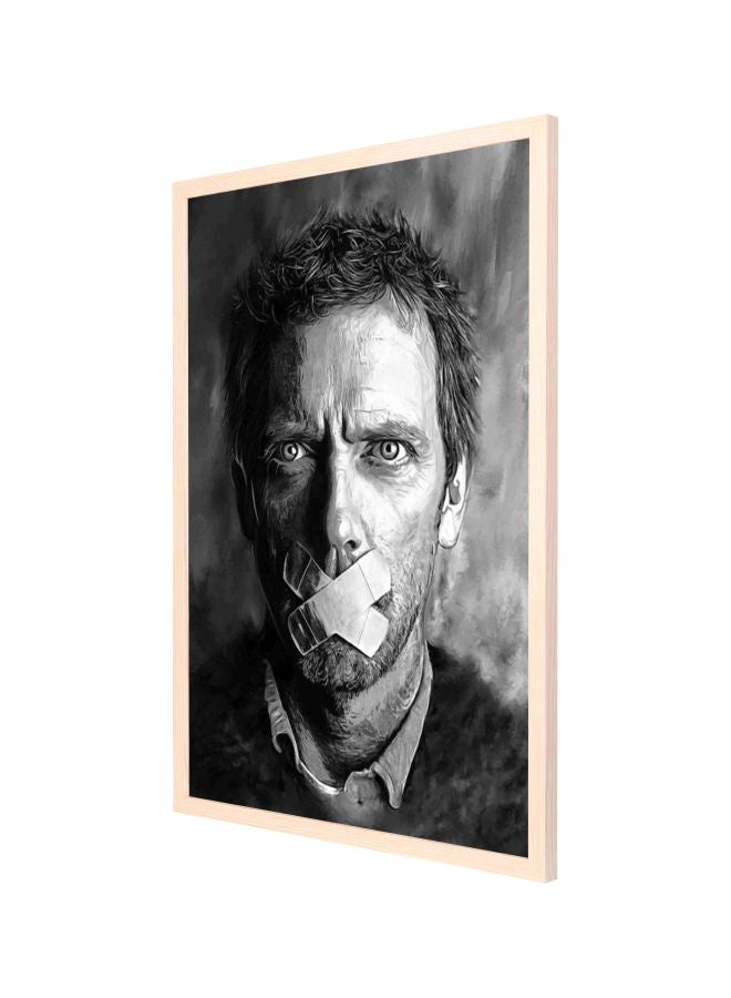 لوحة جدارية بإطار تمثل صورة للممثل هيو لوري رمادي / أبيض / أسود 53x73سم - Image 1