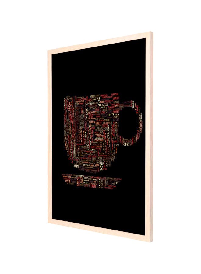 لوحة بإطار خشبي لديكور الحائط تمثل جملاً على شكل كوب قهوة أسود/ أحمر/ أخضر 53x73سم - Image 1