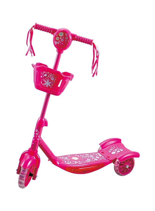 3- Wheel Kick Scooter With Storage Basket In Front Pink For Kids Fun Time Pink 60x17x68cm - Image 1