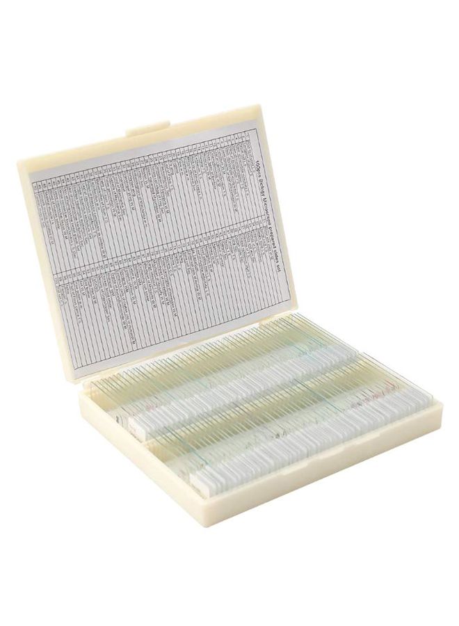 100-Piece Portable Biological Glass Sample Microscope Slides Set Clear  - Image 1