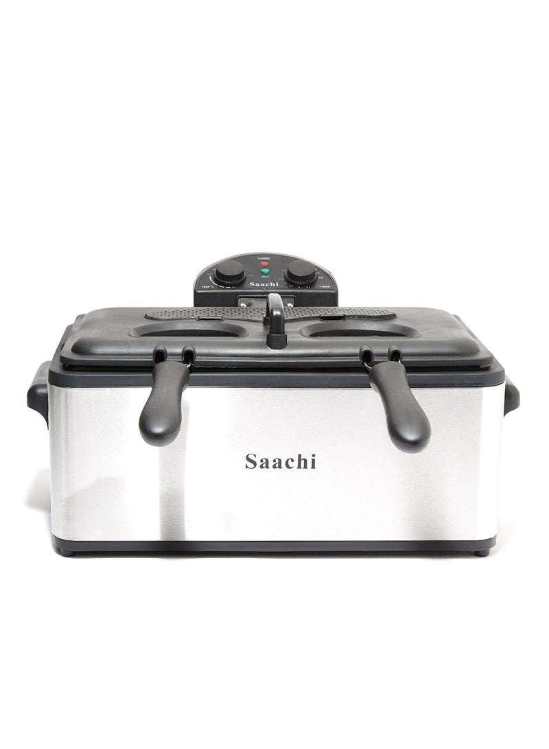 Saachi - Large Deep Fryer with Stainless Steel Housing, Adjustable Temperature and Timer Control 6 L 3000 W NL-DF-4765T-ST Steel - Image 1