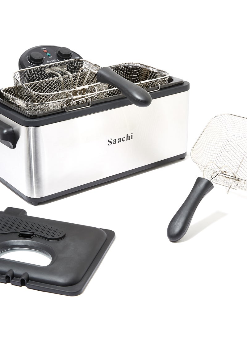 Saachi - Large Deep Fryer with Stainless Steel Housing, Adjustable Temperature and Timer Control 6 L 3000 W NL-DF-4765T-ST Steel - Image 1