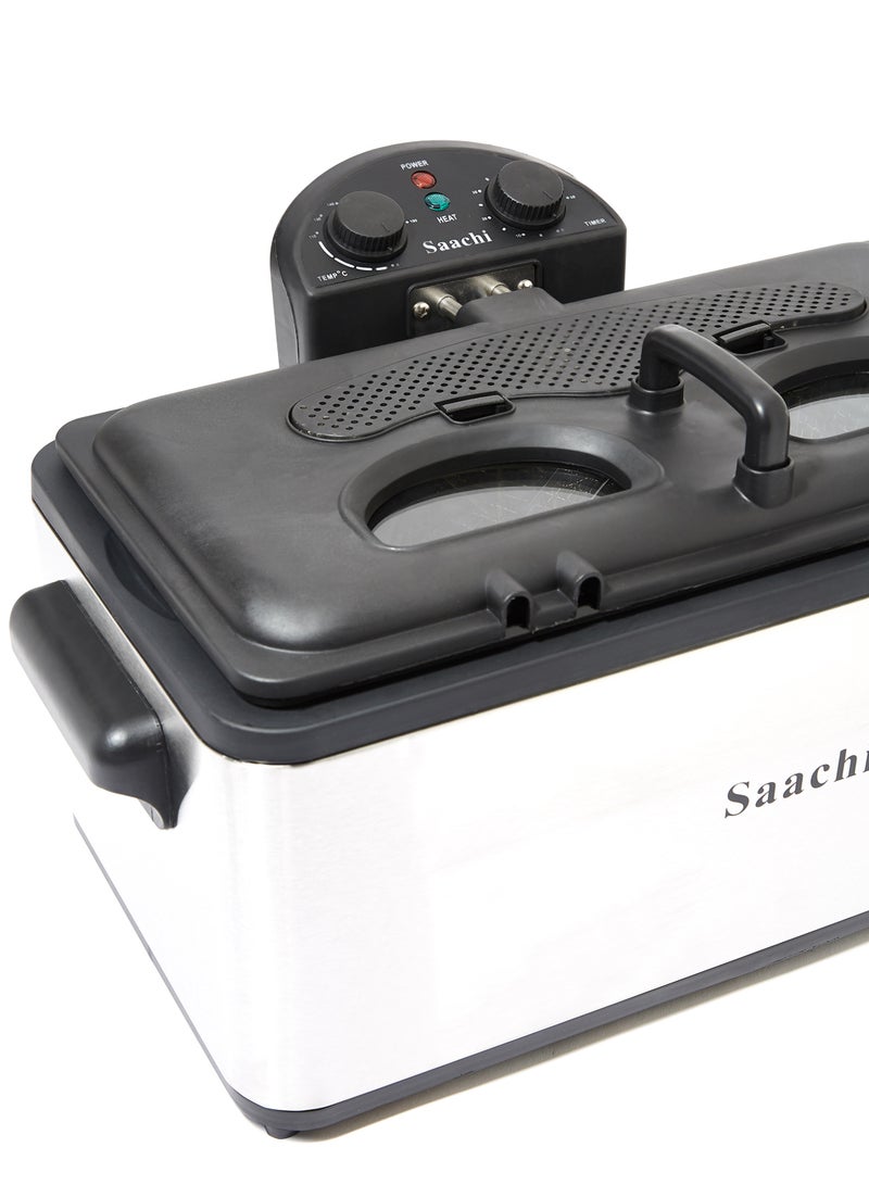 Saachi - Large Deep Fryer with Stainless Steel Housing, Adjustable Temperature and Timer Control 6 L 3000 W NL-DF-4765T-ST Steel - Image 1