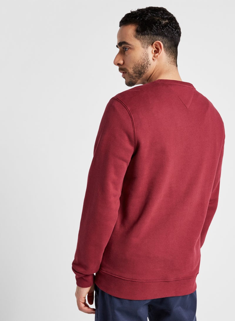TOMMY JEANS - Printed Cotton Long Sleeve Sweatshirt Red - Image 1