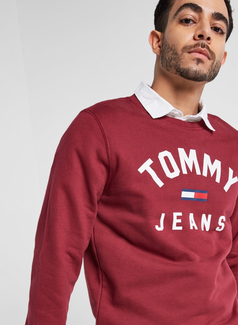 TOMMY JEANS - Printed Cotton Long Sleeve Sweatshirt Red - Image 1