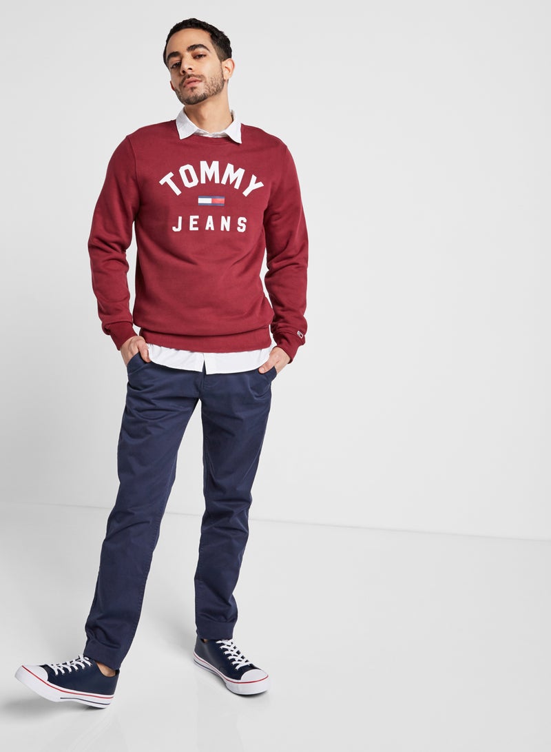 TOMMY JEANS - Printed Cotton Long Sleeve Sweatshirt Red - Image 1