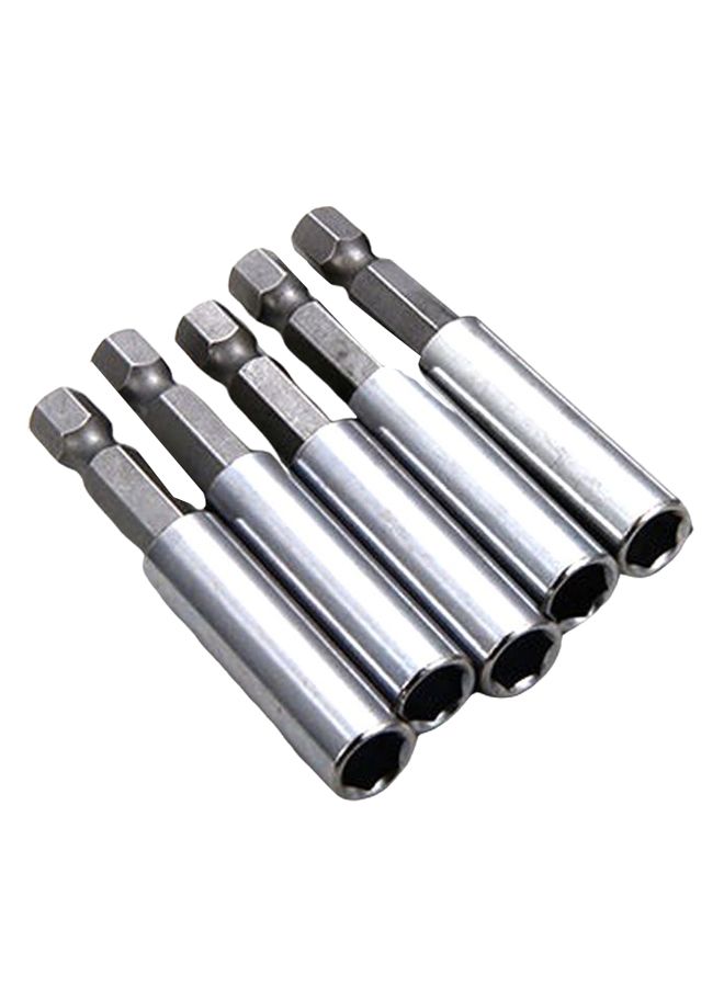 5-Piece Magnetic Extension Socket Drill Bit Holder Set Silver 