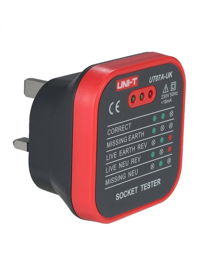 UNI-T - UT07A-UK Socket Tester Red/Black 63 x 63 x 40mm - Image 1