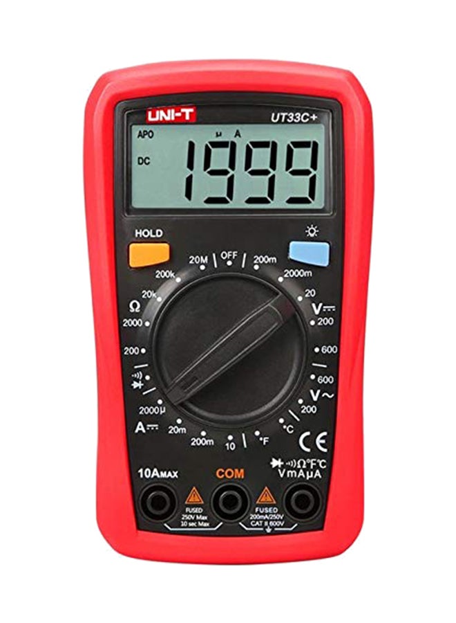 UNI-T UT33C+ Palm Size Digital Multimeter Black/Red 134 x 77 x 47mm  - Image 1