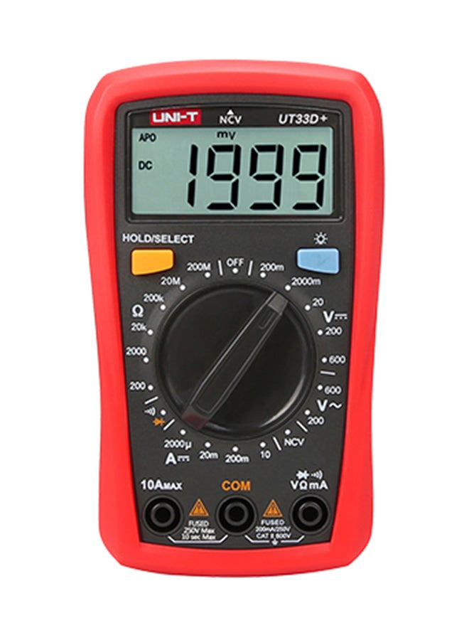 UNI-T UT33D+ Palm Size Digital Multimeter Black/Red  - Image 1