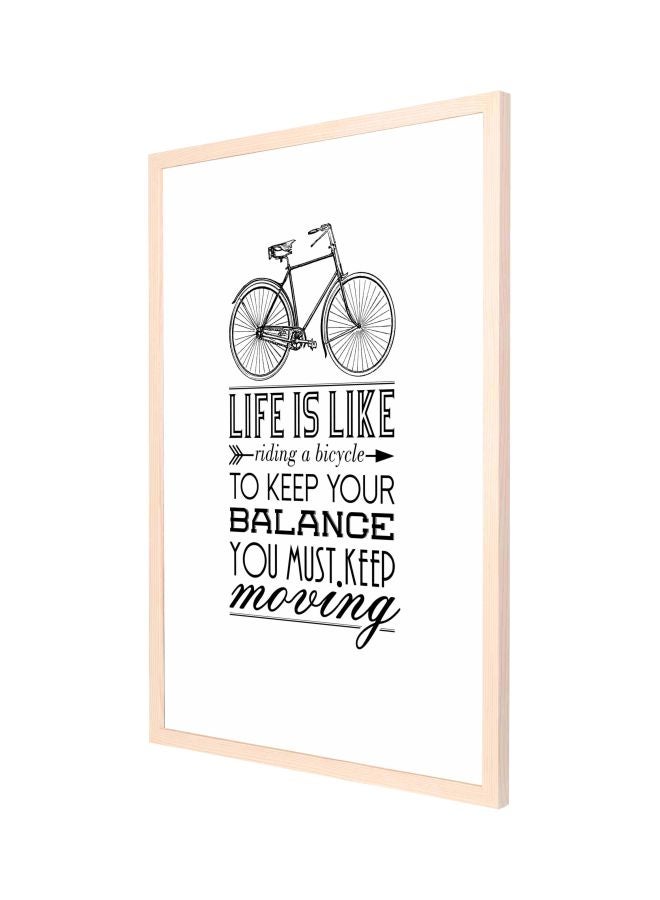 LOWHA Life Is Like Riding A Bicycle Wall Painting With Frame White/Black/Beige 53x73cm  - Image 1