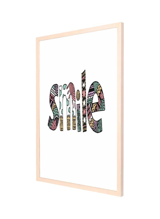 LOWHA Smile Wall Art Painting With Frame White/Green/Pink 53x73cm - Image 1