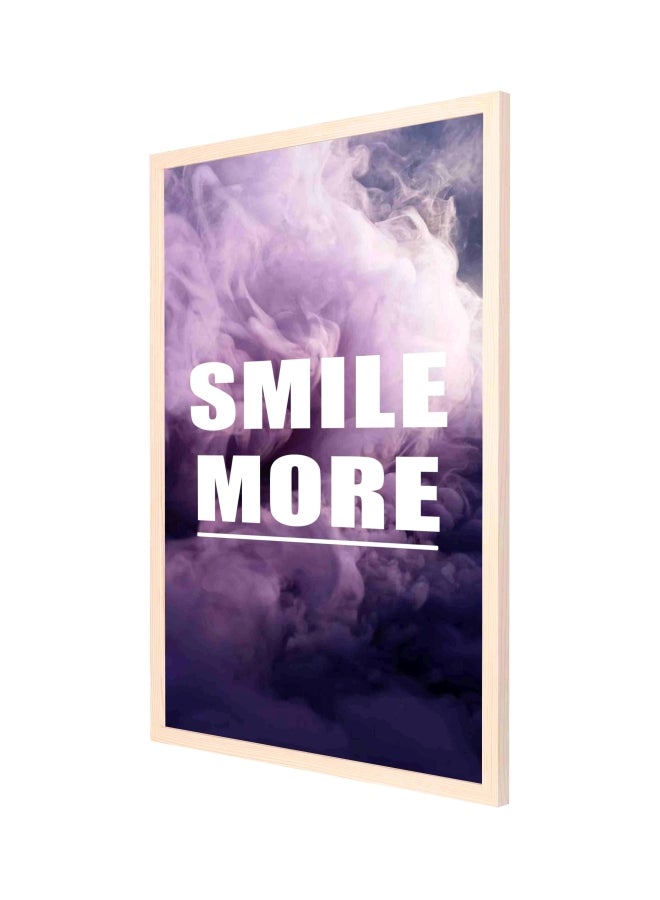 لوحة فنية لديكور الحائط من الخشب بتصميم مطبوع يحمل عبارة 'Smile More' أرجواني / أبيض / بيج 53x73سم - Image 1