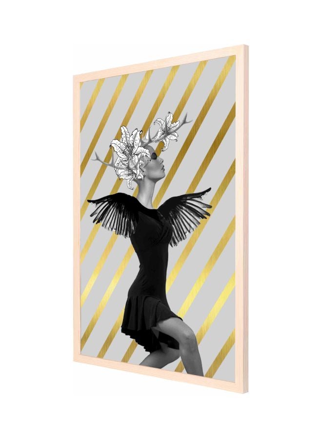 LOWHA Fashion Decorative Framed Wall Painting Black/Gold/Beige 53x73cm  - Image 1