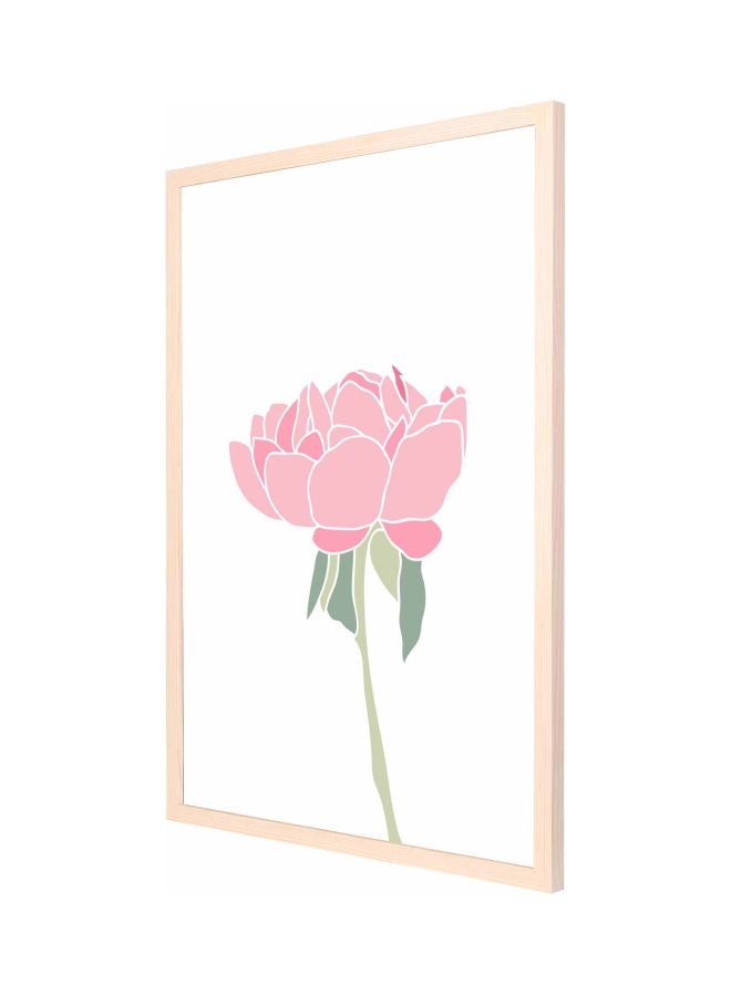 LOWHA Rose Wall Painting With Frame White/Pink/Green 53x73cm - Image 1