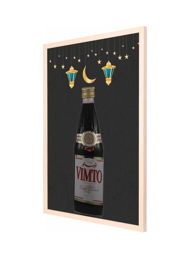 لوحة فنية جدارية بإطار بطبعة مشروب فيمتو أسود/ ذهبي/ أزرق 53x73سم - Image 1