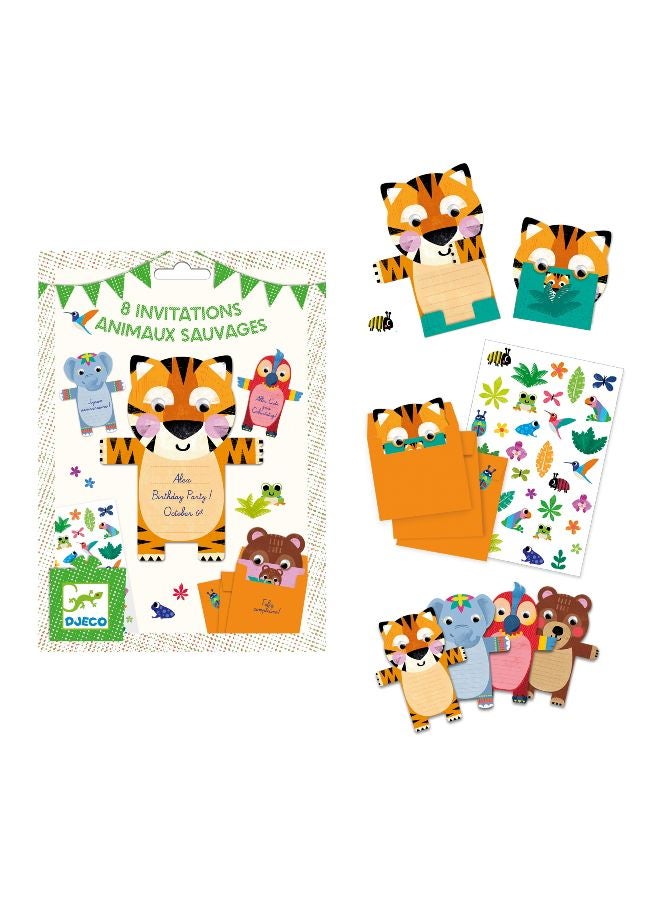DJECO 33-Piece Wild Animals Invitation Card Set  - Image 1