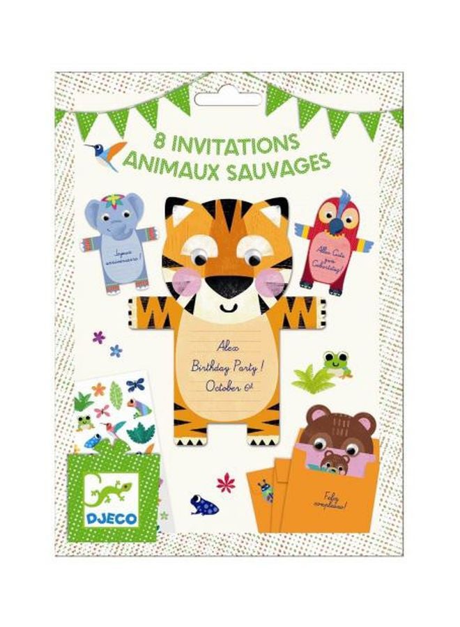 DJECO 33-Piece Wild Animals Invitation Card Set  - Image 2