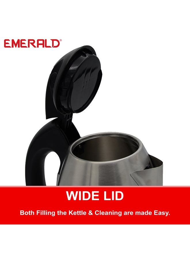 Emerald - Electric Kettle & Glass Tea Maker 1.5 Litre with Electric Tray 1.7 L EK1700KG Black & Grey - Image 1