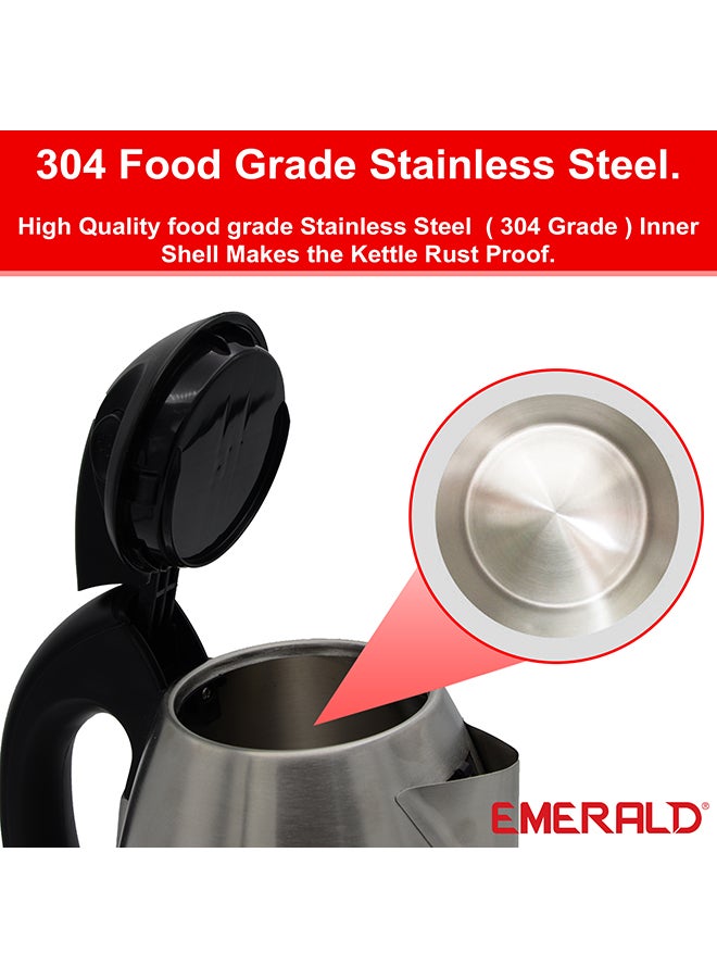 Emerald - Electric Kettle & Glass Tea Maker 1.5 Litre with Electric Tray 1.7 L EK1700KG Black & Grey - Image 1