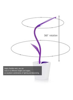 FRIEET USB LED Three Lever Touch Plant Desk Lamp Purple/White 10x10x41cm  - Image 4