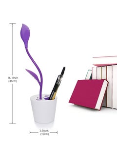 FRIEET USB LED Three Lever Touch Plant Desk Lamp Purple/White 10x10x41cm  - Image 5