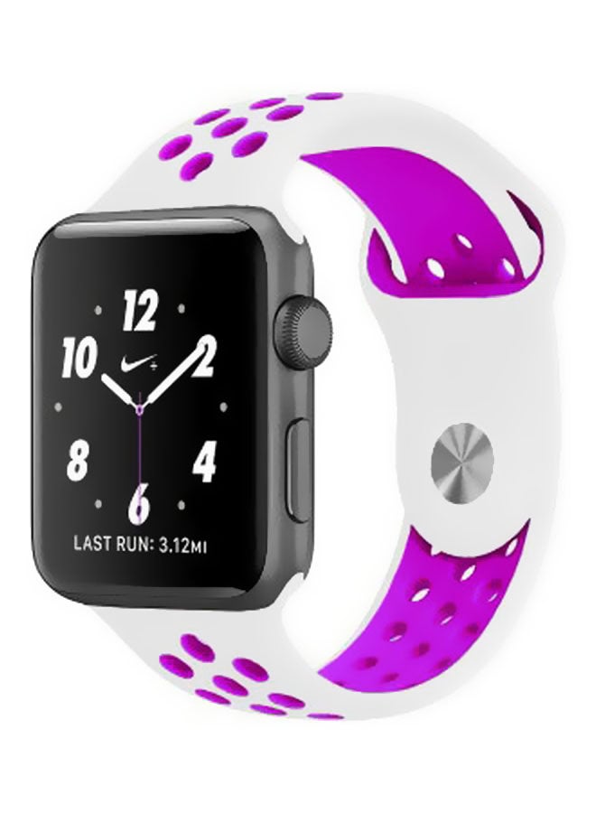 MARGOUN - Replacement Band For Apple Nike Sport Watch 42/44 mm White/Purple - Image 1