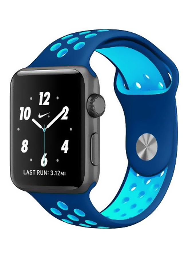MARGOUN - Apple Watch 42mm/44mm/45mm Nike Design Silicone Band Light Blue/Dark Blue - Image 1