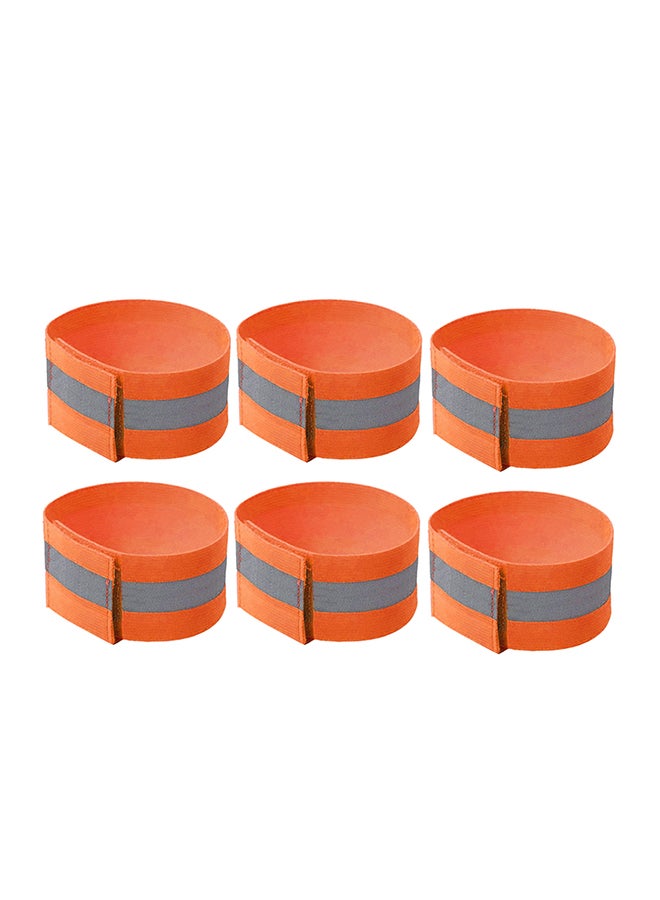 6-Piece Reflective Safty Bands For Wrist Arm Ankle Leg Fluorescent Orange - Image 3