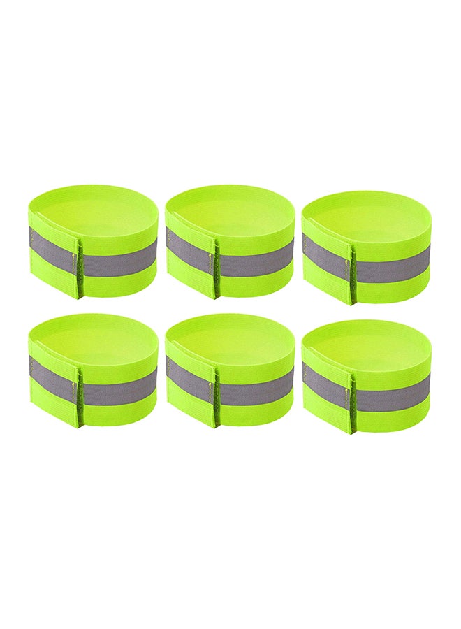 6-Piece Reflective Safty Bands For Wrist Arm Ankle Leg Fluorescent Green - Image 1