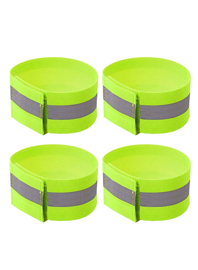 4-Piece Reflective Safty Bands For Wrist Arm Ankle Leg Fluorescent Green - Image 1