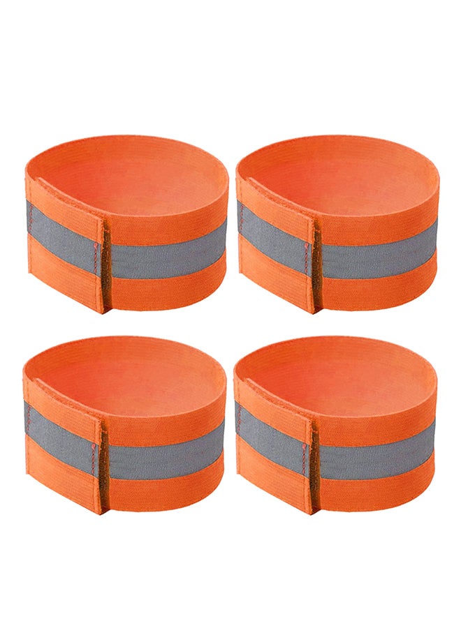 4-Piece Reflective Safty Bands For Wrist Arm Ankle Leg Fluorescent Orange - Image 2