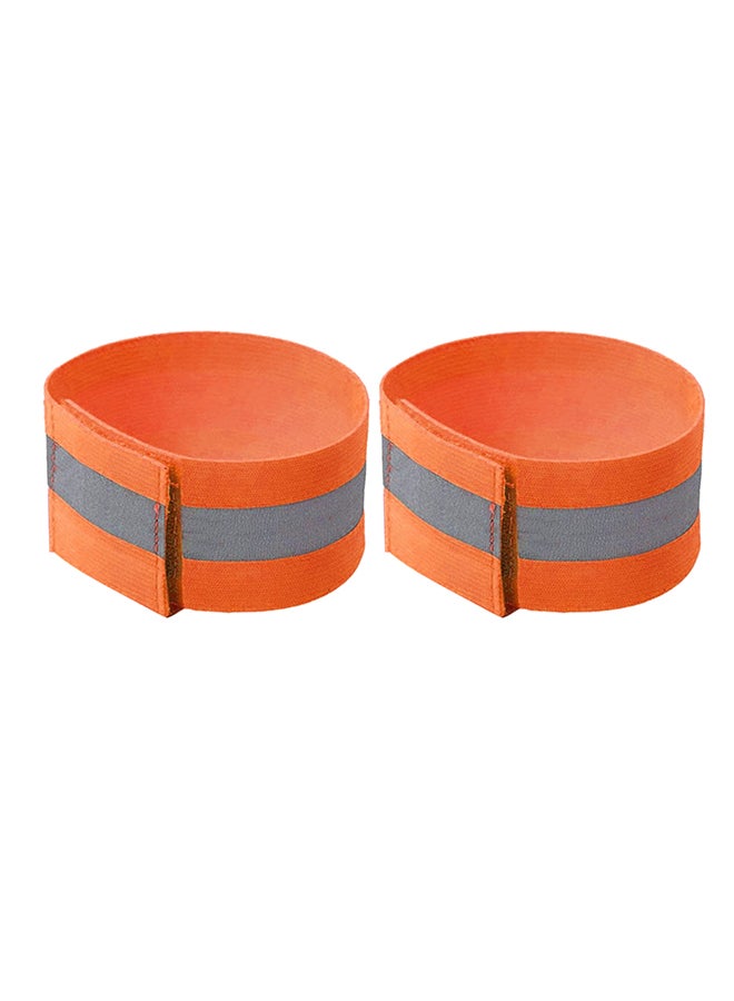 2-Piece Reflective Safty Bands For Wrist Arm Ankle Leg Fluorescent Orange - Image 1