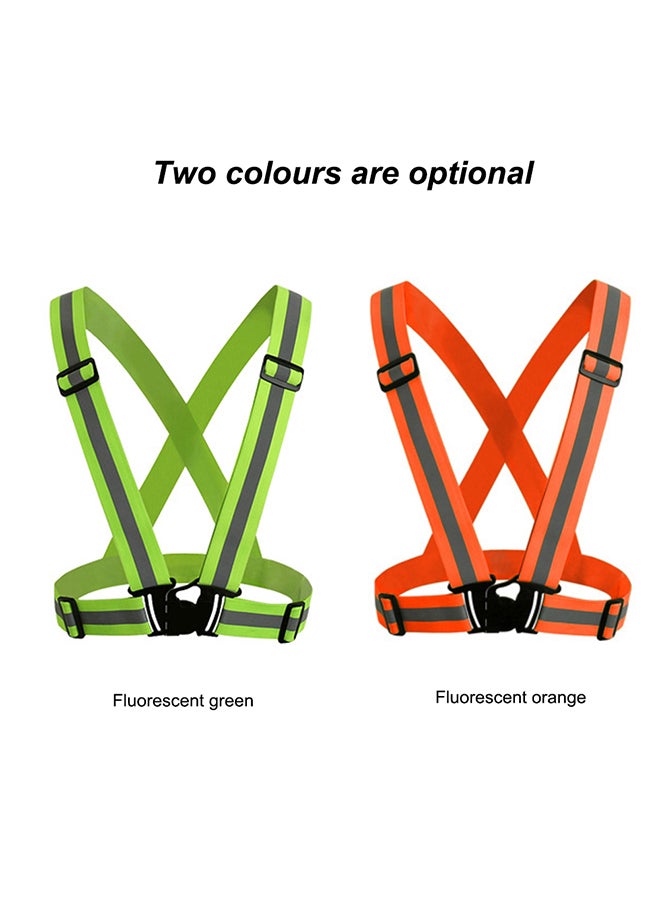 2-Piece V-Shaped Multi-Purpose Reflective Vest Adjustable Elastic Safety Belt Fluorescent Green  - Image 4