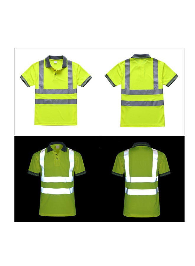 Breathable Short Sleeve Reflective Safety Work Safety T-Shirt Green S  - Image 5