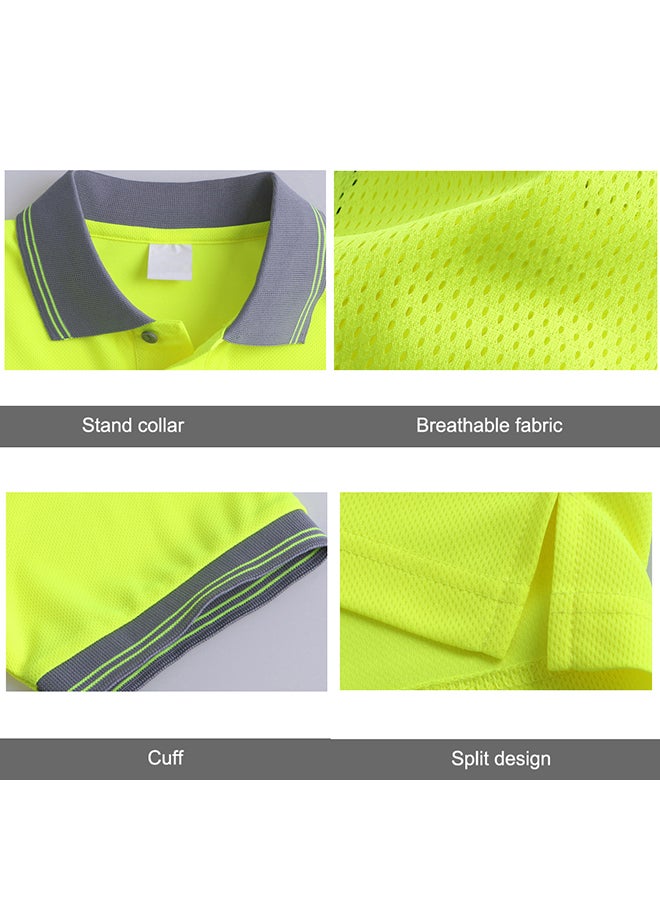 Breathable Short Sleeve Reflective Safety Work Safety T-Shirt Green S  - Image 4