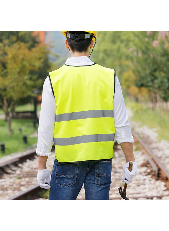 Protective Breathable Reflective Safety Vest With Strips Fluorescent Yellow L - Image 2