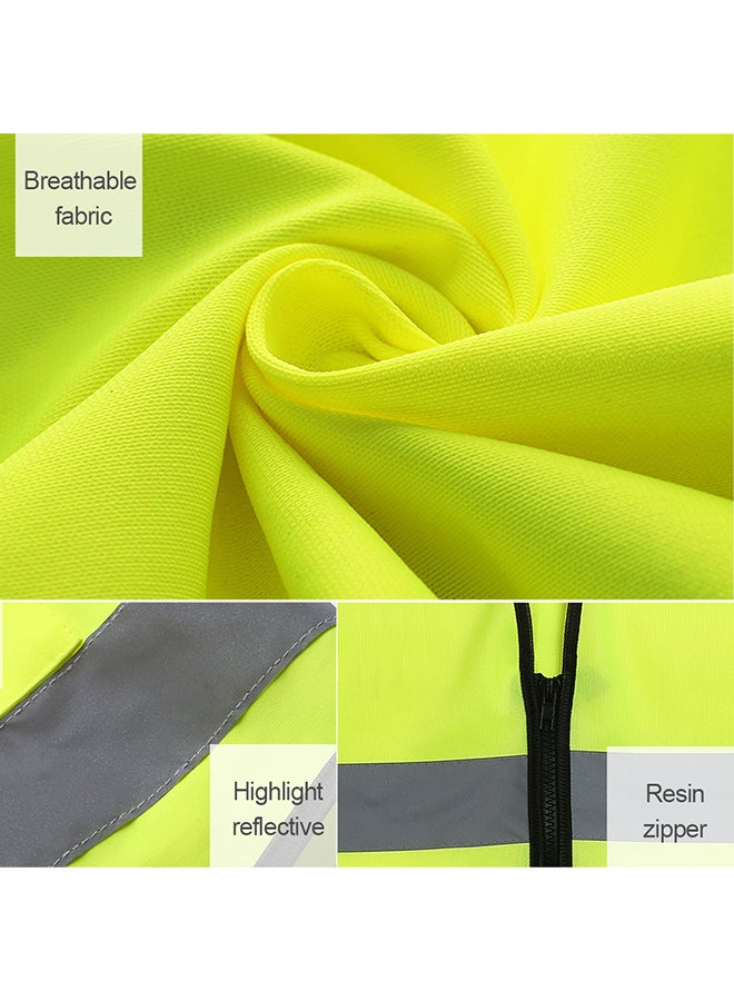 Protective Breathable Reflective Safety Vest With Strips Fluorescent Yellow L - Image 4