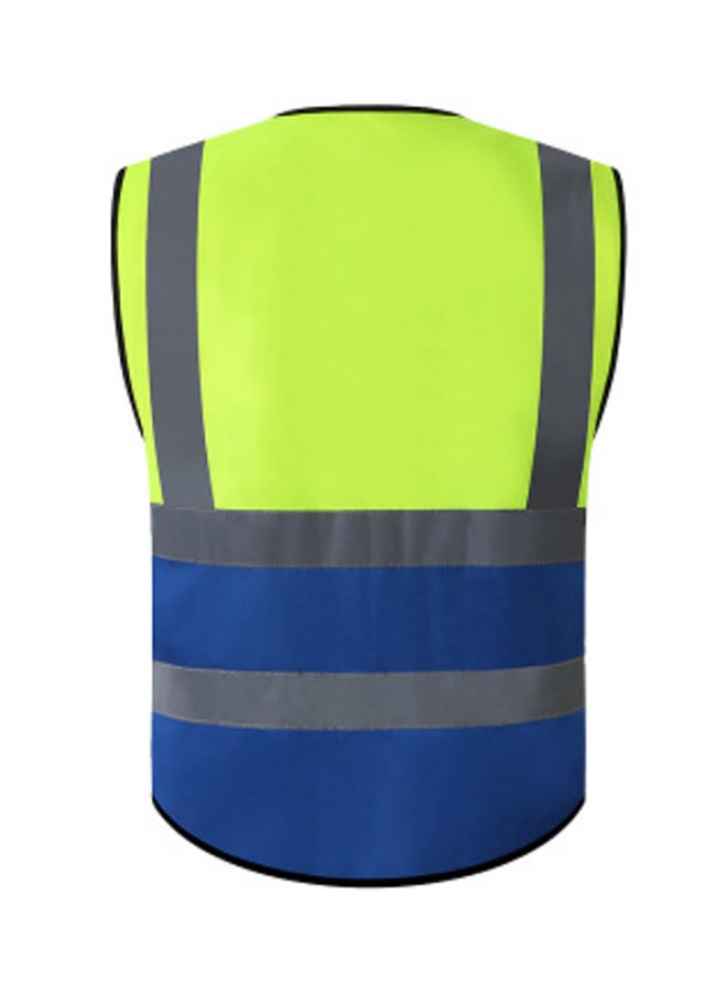Protective High Visibility Reflective Safety Vest With Pockets Fluorescent Yellow/Blue M - Image 2