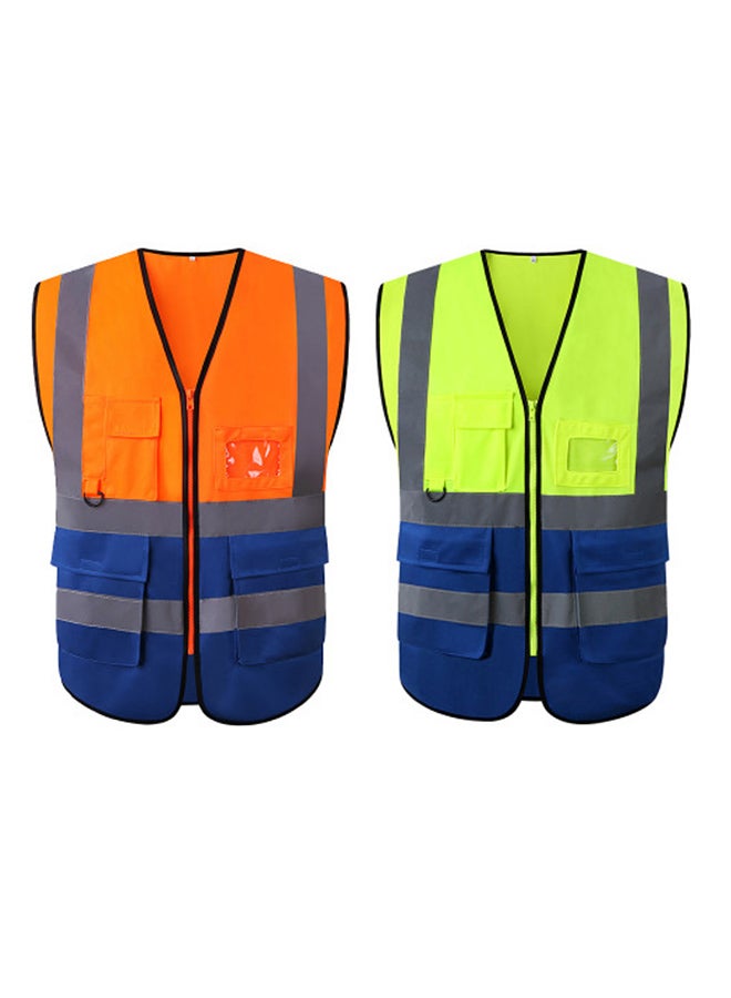 Protective High Visibility Reflective Safety Vest With Pockets Fluorescent Yellow/Blue M - Image 3