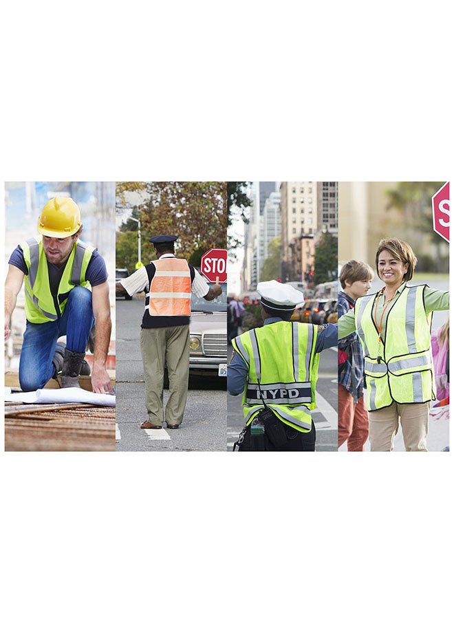 Protective High Visibility Reflective Safety Warning Vest Fluorescent Green L - Image 3