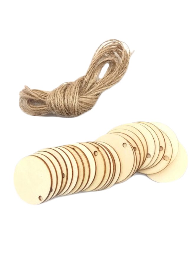 مجموعة تحتوي على 24 قطعة من بطاقات التعليق بشكل دائري للحفلات بالإضافة إلى حبل. - Image 1