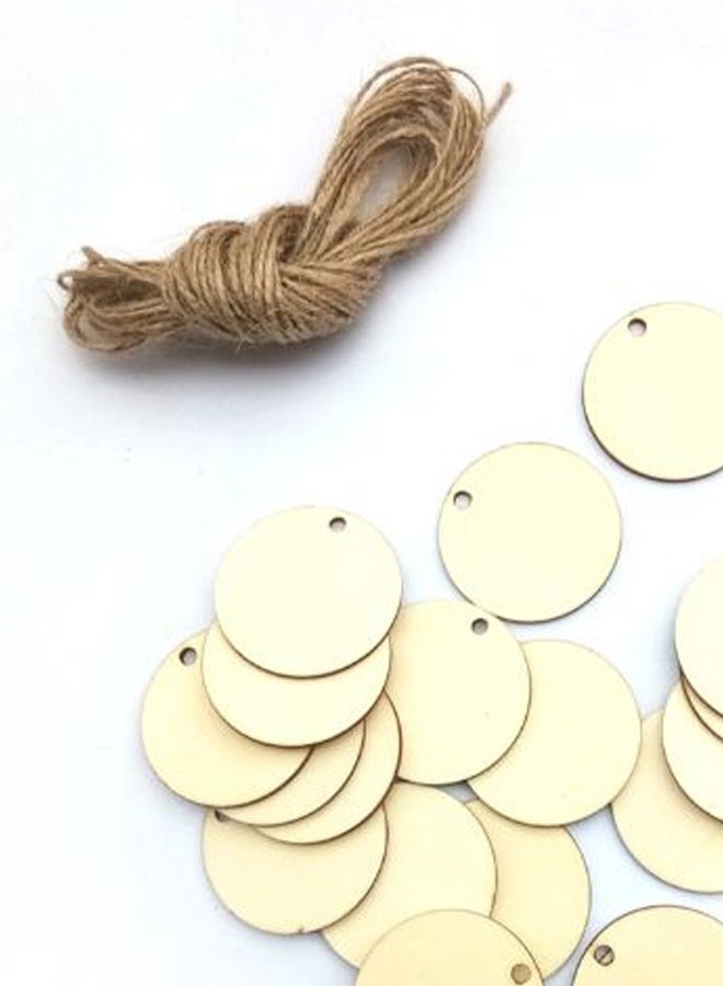 مجموعة تحتوي على 24 قطعة من بطاقات التعليق بشكل دائري للحفلات بالإضافة إلى حبل. - Image 2