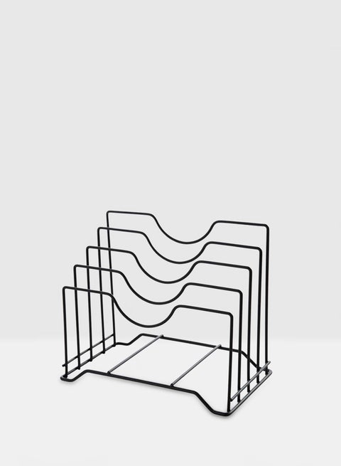 منظم حامل لأغطية المقلاة والأوعية من قطعتين أسود 26.00 x 16.00 x 22.00سم