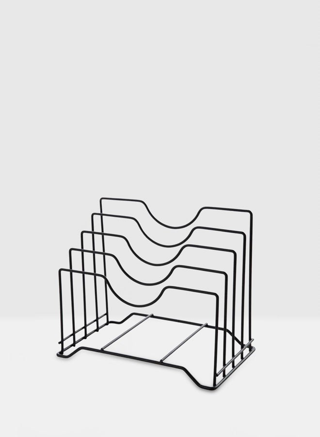 منظم حامل لأغطية المقلاة والأوعية من قطعتين أسود 26.00 x 16.00 x 22.00سم - Image 1