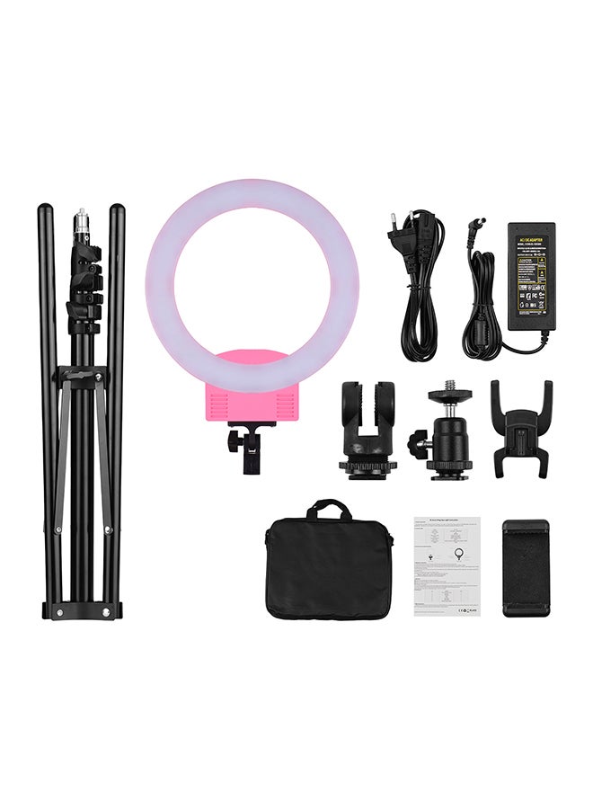 طقم حلقة إضاءة LED احترافية للتصوير الفوتوغرافي وردي/أسود - Image 1