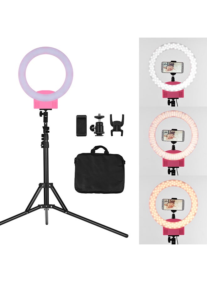 طقم حلقة إضاءة LED احترافية للتصوير الفوتوغرافي وردي/أسود - Image 4